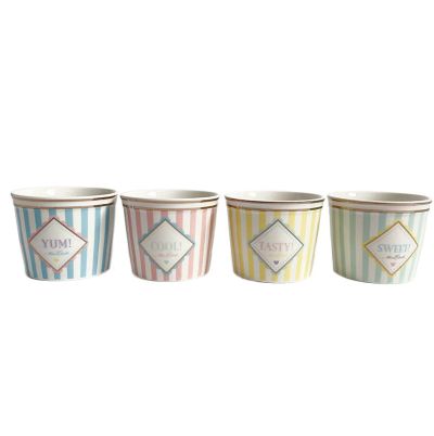 Set 4 coppette gelato a righe con cucchiaini Miss etoile