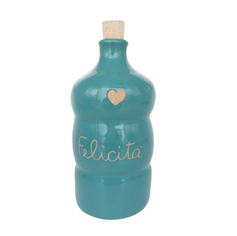 Bottiglia in ceramica 250ml Verde Marino- Felicità