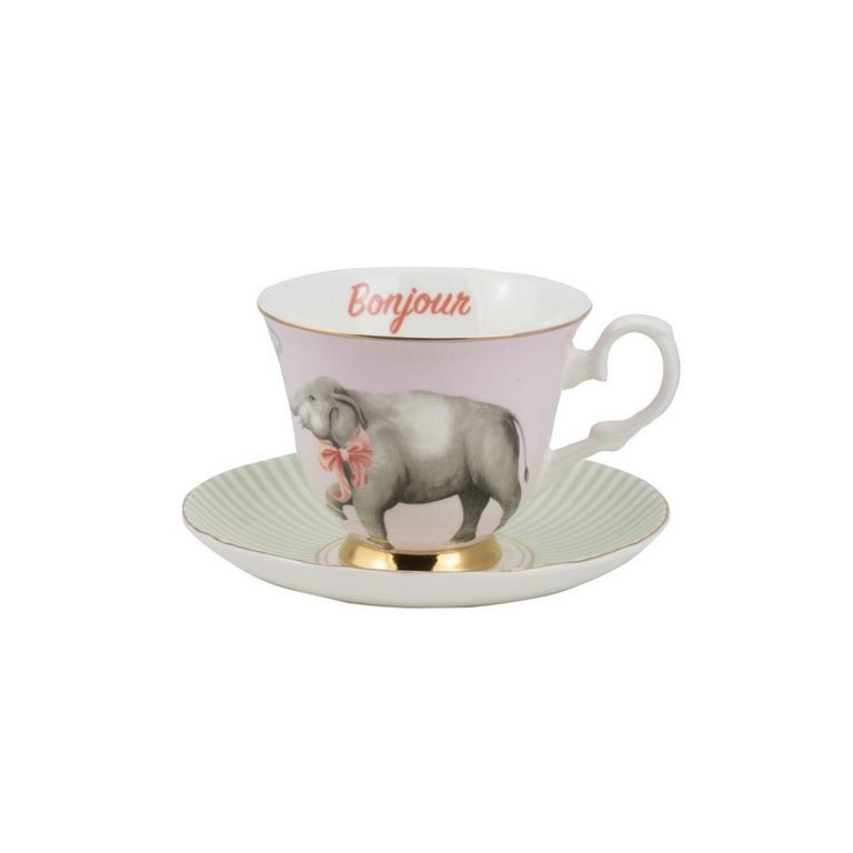 Tazza da tè con piattino - fantasia elefante