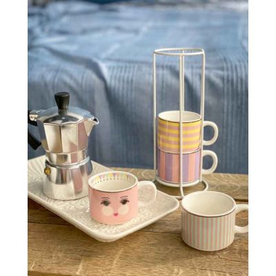 Set 4 tazzine espresso cups in rack Miss etoile