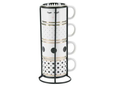 Set 4 tazzine espresso cups in rack