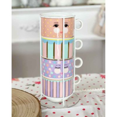 Set 4 tazze mug Miss etoile impilabili