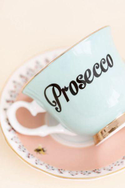 Tazza da tè con piattino scritta Prosecco Yvonne ellen