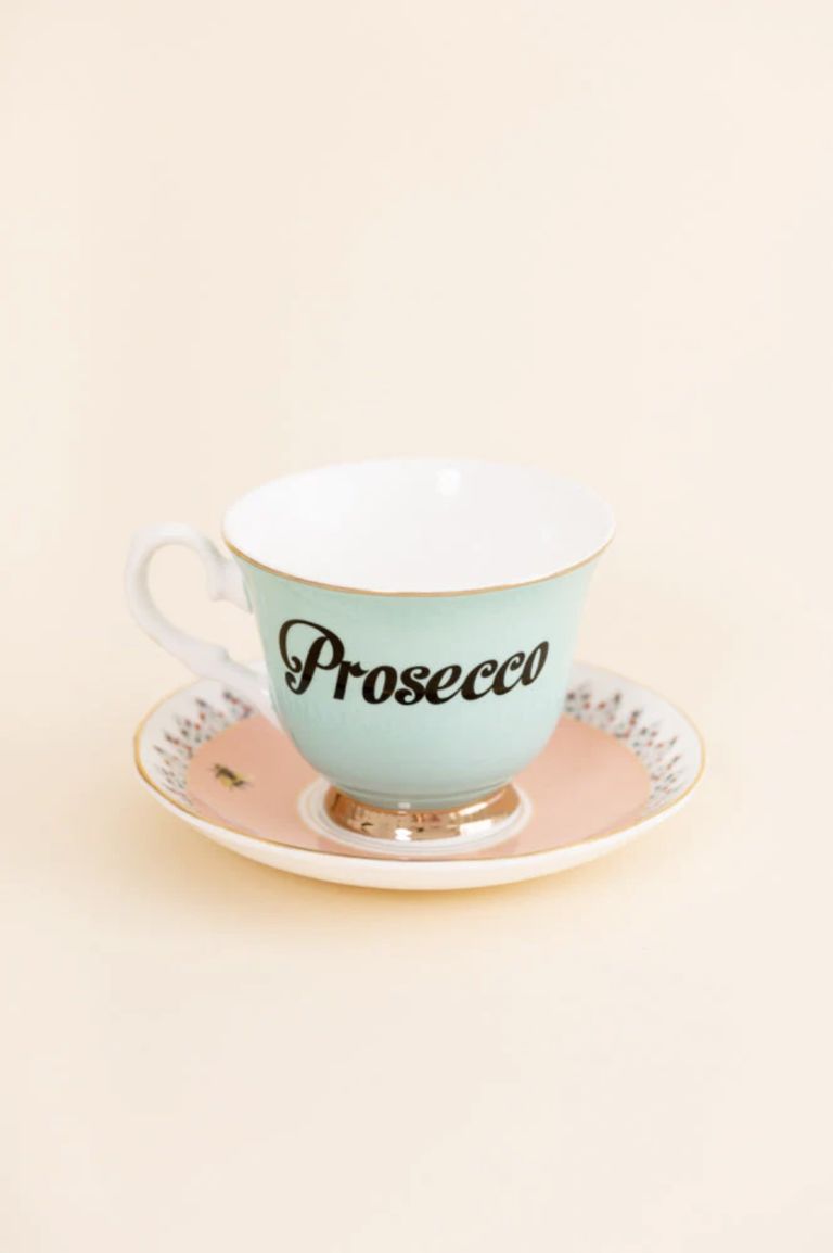 Tazza da tè con piattino scritta Prosecco